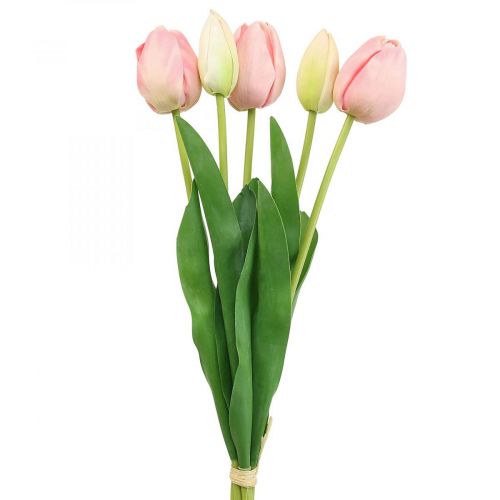 Floristik24.de Kunstblumen Tulpe Rosa, Frühlingsblume 48cm 5er-Bund-07723