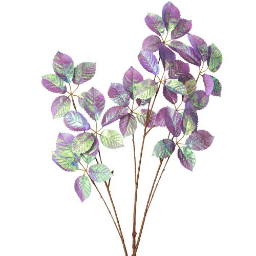 Floristik24 Kunstzweig Blätter Deko Violett Metallic L103cm 2St