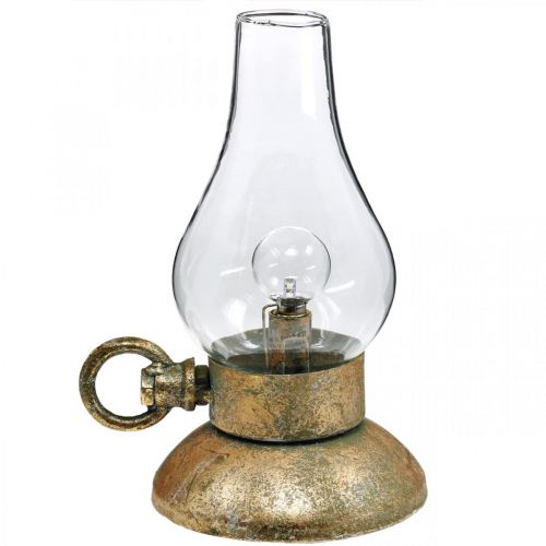 Deko-Lampe Antik, LED-Licht Messingfarben, Vintage-Optik  H19cm B13,5cm-492419-000-253