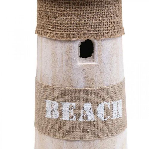 Floristik24 Leuchtturm Holz Deko Weiß, Natur Maritime Deko H44cm