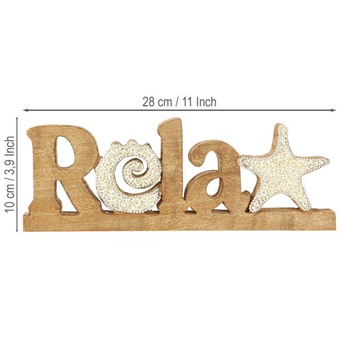 Artikel Maritime Tischdeko „Relax“ Aufsteller Mangoholz 28×10cm