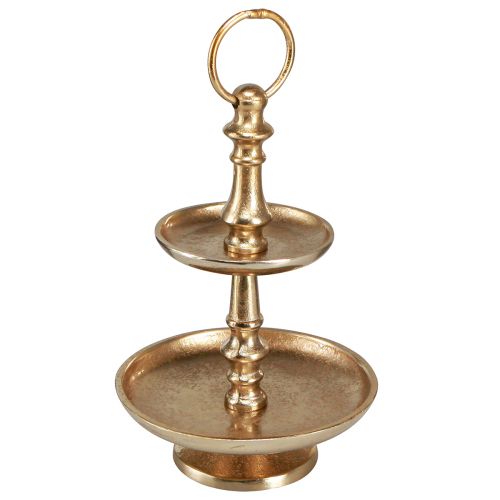 Mini Etagere Metall Deko Gold matt 2-stöckig Tischdeko H22cm