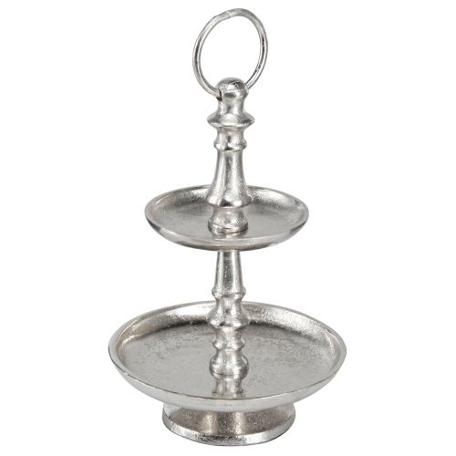 Floristik24 Mini Etagere Metall Deko Silber 2-stöckig Tischdeko H22cm