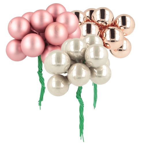 Artikel Mini Weihnachtskugel Glas Spiegelbeeren Rosa Creme Ø20mm 140 St
