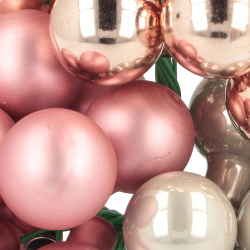 Artikel Mini Weihnachtskugel Glas Spiegelbeeren Rosa Creme Ø20mm 140 St
