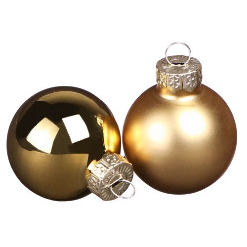 Artikel Mini Weihnachtskugeln Glas in Gold Matt Glanz Ø3cm 22 St