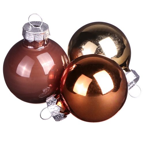 Floristik24 Mini Weihnachtskugeln Gold Braun Mix Glas Ø3,5cm 22 St