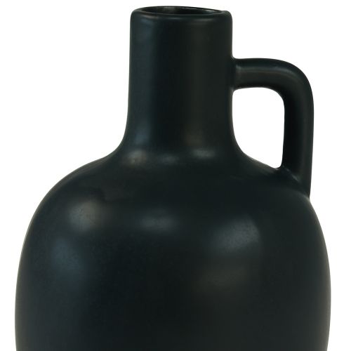 Artikel Mini Keramikvase Matt Schwarz mit Henkel Ø9cm H14,5cm