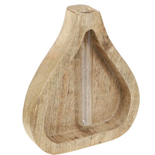 Minivase Glas Reagenzglas Klar Holz Deko Natur H17cm 2St