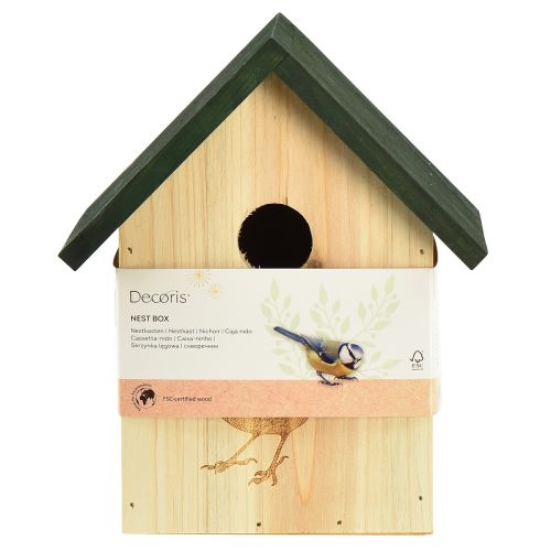 Artikel Nistkasten Blaumeise Vogelhaus Holz Natur Grün H20,5cm