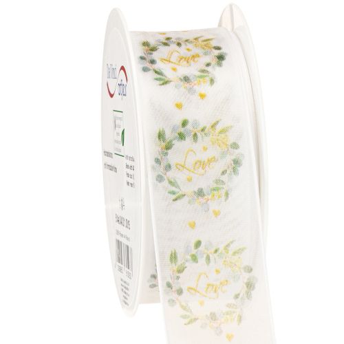 Artikel Organzaband Hochzeit Deko Band „Love“ Weiß 40mm 15m