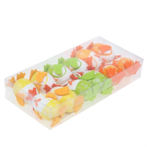 Artikel Bemaltes Ei als Hahn zum Hängen im Mix 7,5cm 12 St