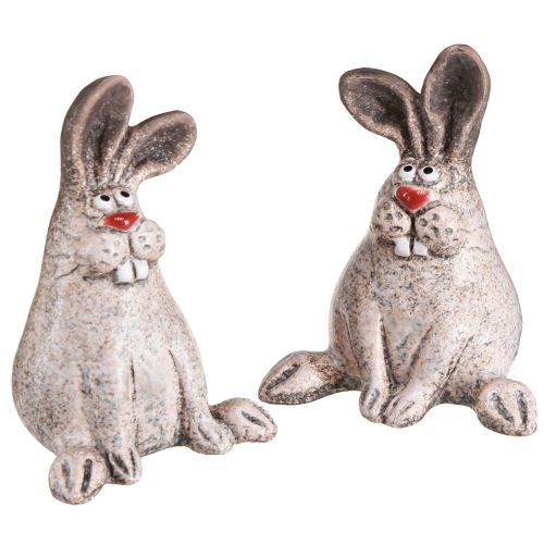 Osterhase Keramik Lustiges Deko Kaninchen Braun H7cm 6 St