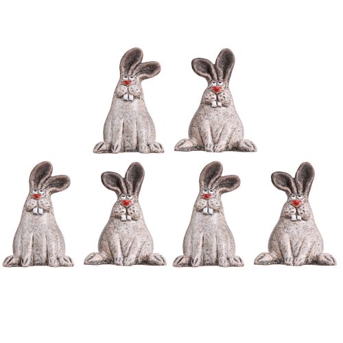 Floristik24 Osterhase Keramik Lustiges Deko Kaninchen Braun H7cm 6 St