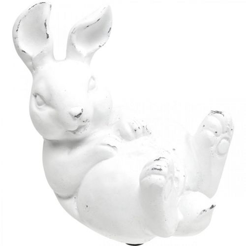 Floristik24.de Osterhase Vintage Look liegend Keramik Weiß Hase 12,5×8×14cm-03838