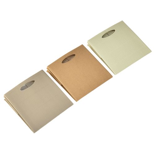 Artikel Papiertasche 12cm Braun Crème Beige Geschenktasche 6 St