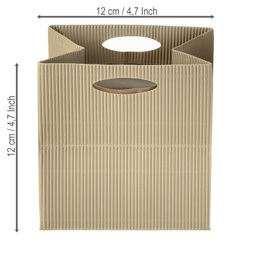 Artikel Papiertasche 12cm Braun Crème Beige Geschenktasche 6 St