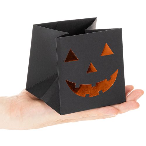 Artikel Papiertüte Kürbis Gesicht Übertopf Halloween Deko 10cm 6St