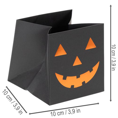 Artikel Papiertüte Kürbis Gesicht Übertopf Halloween Deko 10cm 6St