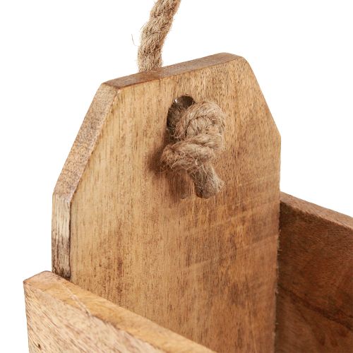 Artikel Pflanzkasten Holz mit Henkel Eckig Natur Jute 27x12x17cm