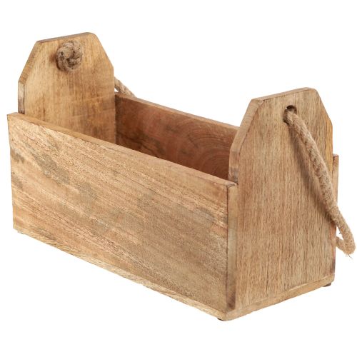 Artikel Pflanzkasten Holz mit Henkel Eckig Natur Jute 27x12x17cm