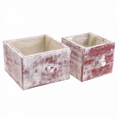 Artikel Pflanzkasten Shabby Chic Deko Schublade Rot Weiß 2er-Set