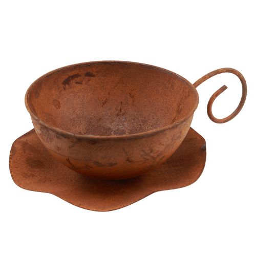 Floristik24 Pflanztasse mit Untertasse Pflanztopf Rost Ø19,5cm H8cm