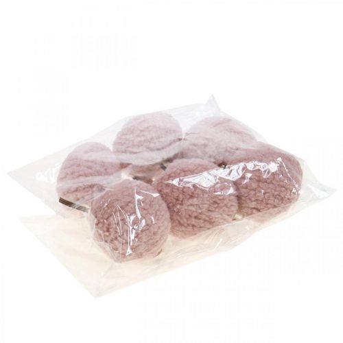 Floristik24 Anhänger Puschelhase Rosa Holz Dekoanhänger Ø5cm–10cm 6St