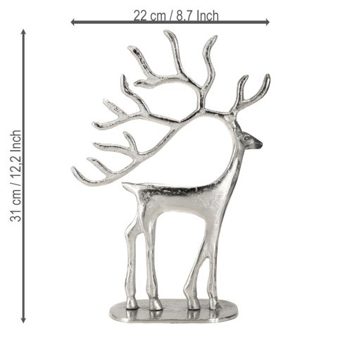 Artikel Rentier Deko Hirsch Figur Metall Silber H31cm