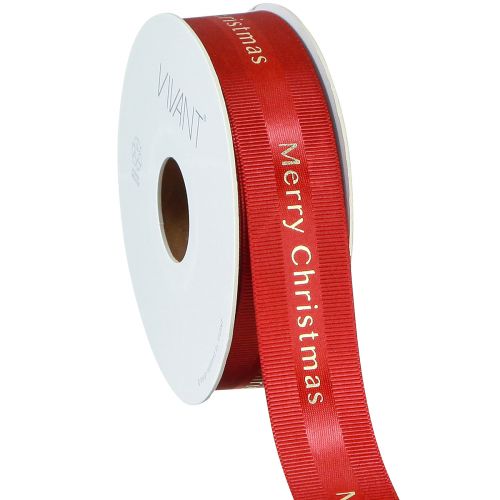 Artikel Rotes Weihnachtsband mit goldener 'Merry Christmas' Beschriftung Breite 25mm Länge 20m