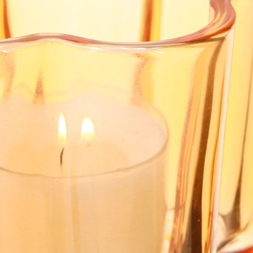 Artikel Schale Glas Teelichthalter Blume Orange Ø7,5cm H6cm 6St