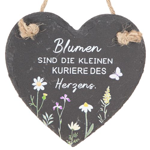 Artikel Schiefer Deko Herz zum Hängen „Blumen sind“ 15cm 3St