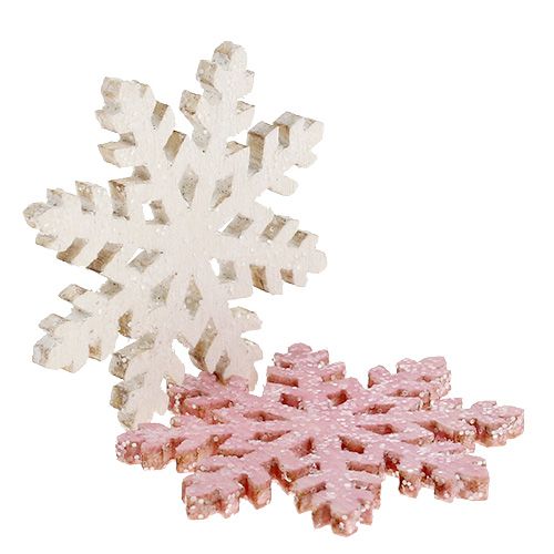 Artikel Schneeflocke 4cm Pink/Weiß mit Glitter 72 St