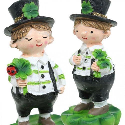 Artikel Schornsteinfeger mit Klee, Stecker für Silvester, Glücksbringer, St Patricks Day L27cm 4 St