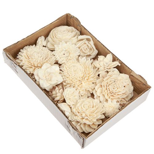 Artikel Sola Blumen Holz Holzblumen Deko Mix Creme 6-11cm 12-15 St