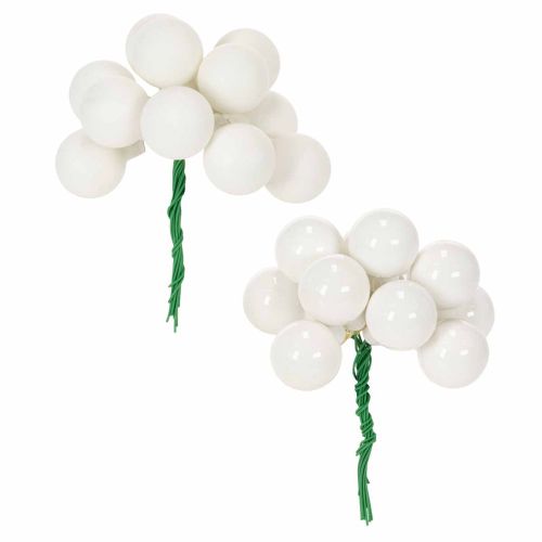 Artikel Spiegelbeeren Mini-Glaskugeln am Draht Weiß 25mm 140 Stück