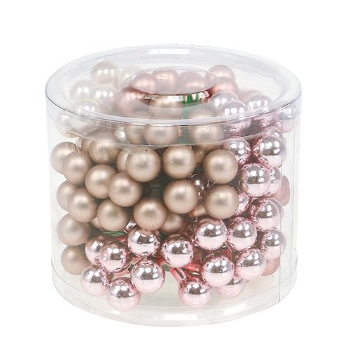 Floristik24 Spiegelbeeren Creme-Rosa Mix 15mm 140St