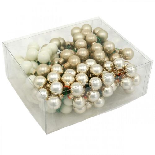 Artikel Mini Weihnachtskugel Creme, Beige Spiegelbeeren Ø20mm 140 St