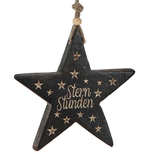 Stern Christbaumschmuck Holz Deko Schwarz Gold 14cm 4 St