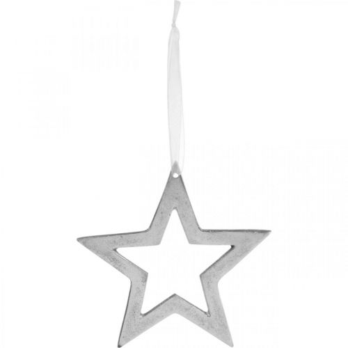 Floristik24 Stern zum Aufhängen Silber Aluminium Weihnachtsdeko 15,5×15cm