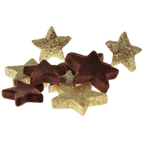 Floristik24 Sterne Streudeko Mix Braun und Gold Weihnachtsdeko 4cm/5cm 40 St