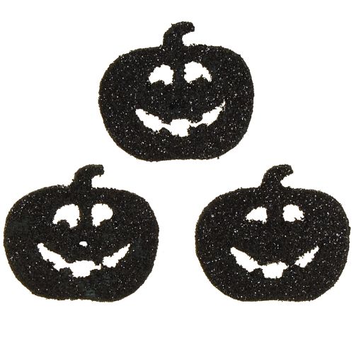 Artikel Streudeko Halloween Kürbis Deko 4cm Schwarz, Glitter 72 St