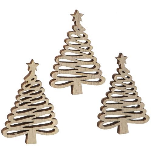 Floristik24 Streudeko Weihnachten Tannenbaum Natur 3x4,5cm 72 St