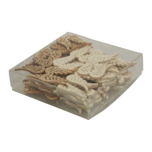 Floristik24 Streudeko Weihnachten Holz Engelsflügel Glitter 3×4cm 72 St