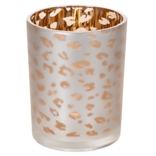 Artikel Windlicht Glas mit Leopardenmuster für Teelicht 12cm