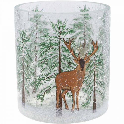 Floristik24.de Weihnachten Crackle Teelichthalter Teelichtglas Glas H13cm-646277