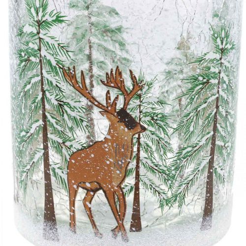 Floristik24.de Teelichthalter Glas Weihnachten Crackle H13cm-646277 Teelichtglas