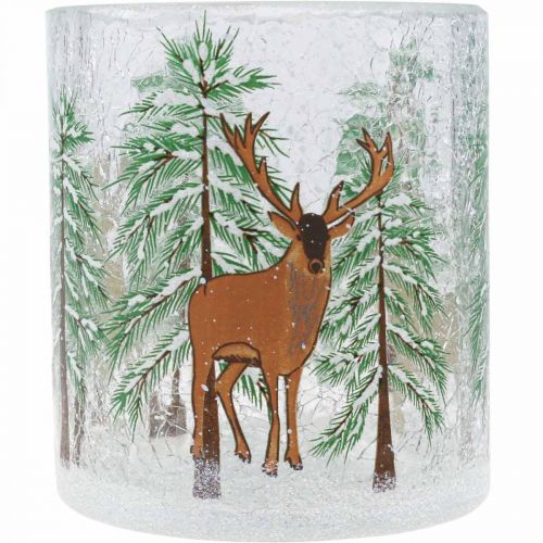 Floristik24.de Teelichthalter Glas Crackle Weihnachten Teelichtglas H10cm-646278