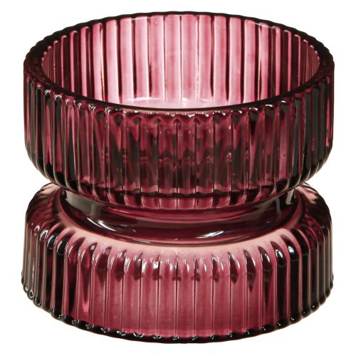 Artikel Teelichthalter Glas Deko Geriffelt Berry Ø9cm H7cm 4 St