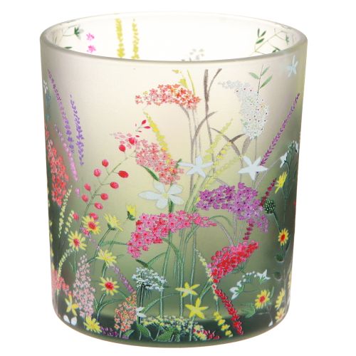 Artikel Teelichthalter Glas Frühling Sommer Blumen H8cm 6 St